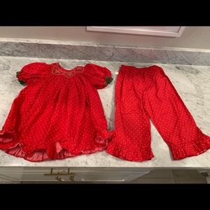 Smocked Christmas top/pant set